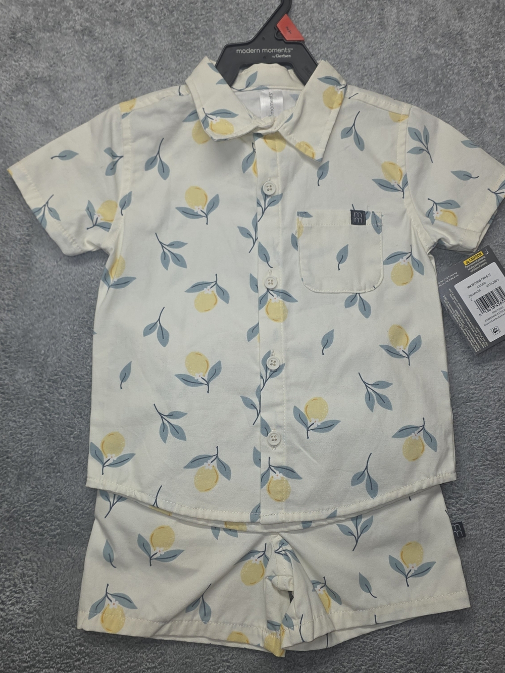 Modern Moments Cream Lemon Print Kids Matching Set
